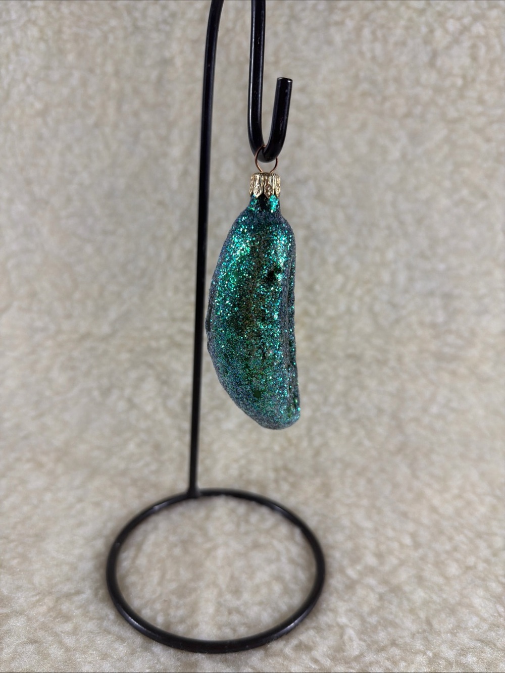 Vintage Christopher Radko Glitter Teal Green Ornament